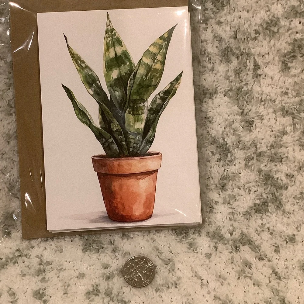 Green Plants Watercolor Variety Note Cards Set of Six NWT 4.25x5.5” - Picture 13 of 13